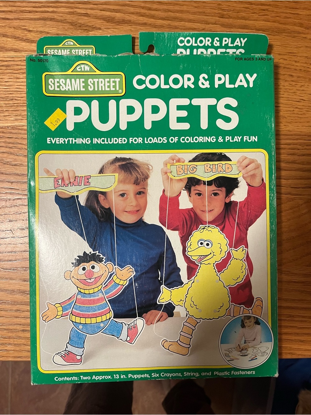 vintage Sesame Street color and play puppets- Big Bird- Erine